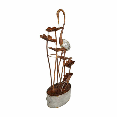 Crane/Lily Pad Fountain, Metal, 50"