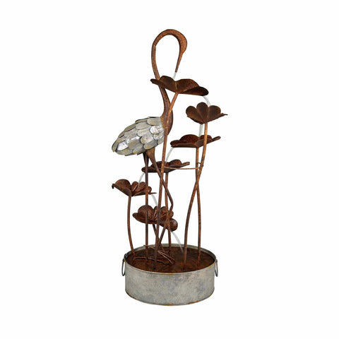 Crane/Lily Pad Fountain, Metal, 50"