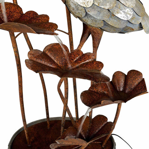 Crane/Lily Pad Fountain, Metal, 50"