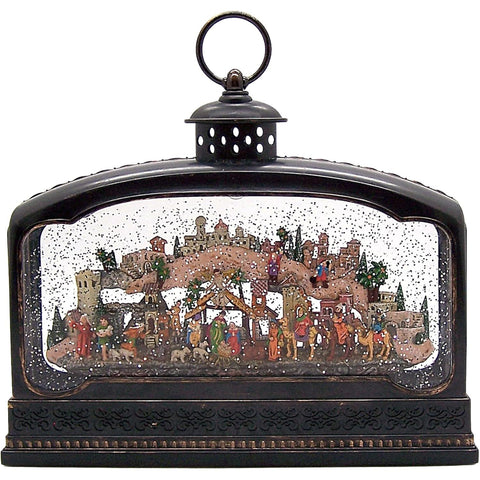 LED Musical Swirl Nativity Lantern Water Globe, 9.5"