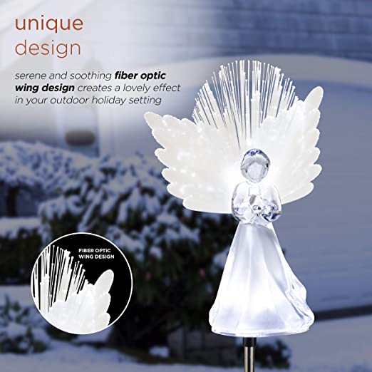 Solar Angel Garden Stake w/LED Fiber-Optic Wings