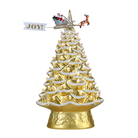 Mr. Christmas Gold Tree with Santa and Sleigh  16" H