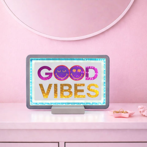SmileyWorld Good Vibes Infinity Light, Acrylic, 9" x 6.5"