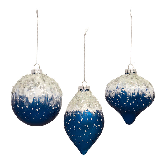 Blue Glamour Ball, Finial, or Onion Glass Ornament