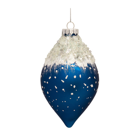 Blue Glamour Ball, Finial, or Onion Glass Ornament