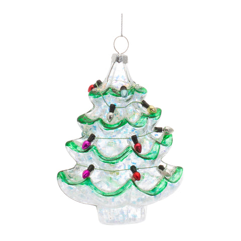5.25"H Tree w/Lights Glass Ornament