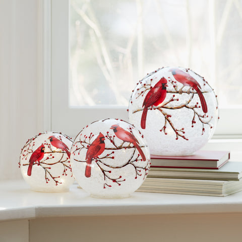LED Cardinal Globes, 4.5" - 7" (Set of 3)