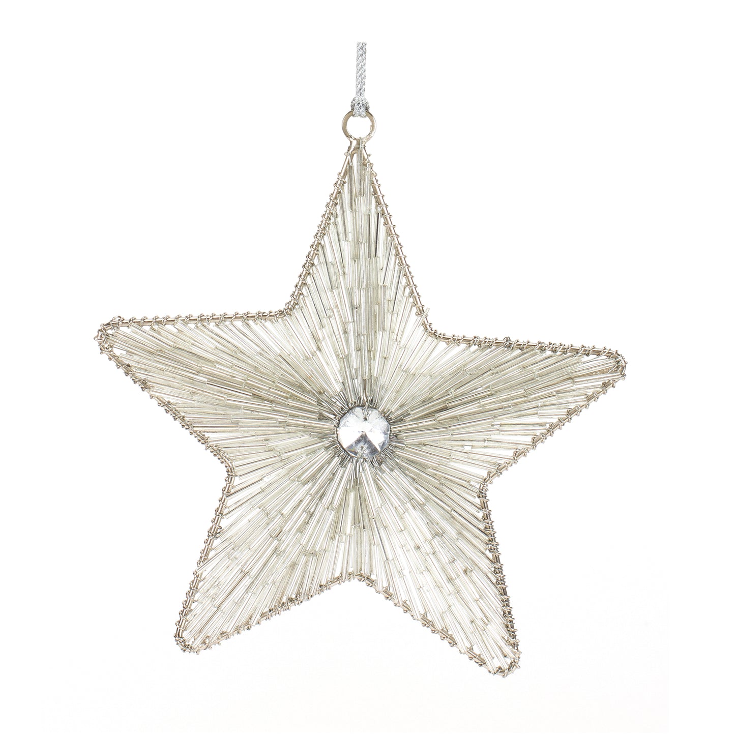 4"H or 5.75"H Star Ornament Iron/Glass Bead Ornament