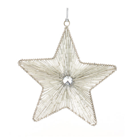 4"H or 5.75"H Star Ornament Iron/Glass Bead Ornament (sold individually)
