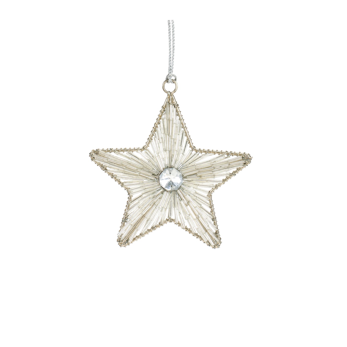 4"H or 5.75"H Star Ornament Iron/Glass Bead Ornament