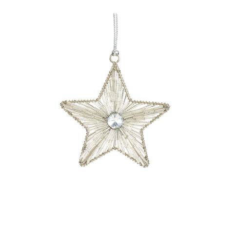 4"H or 5.75"H Star Ornament Iron/Glass Bead Ornament (sold individually)