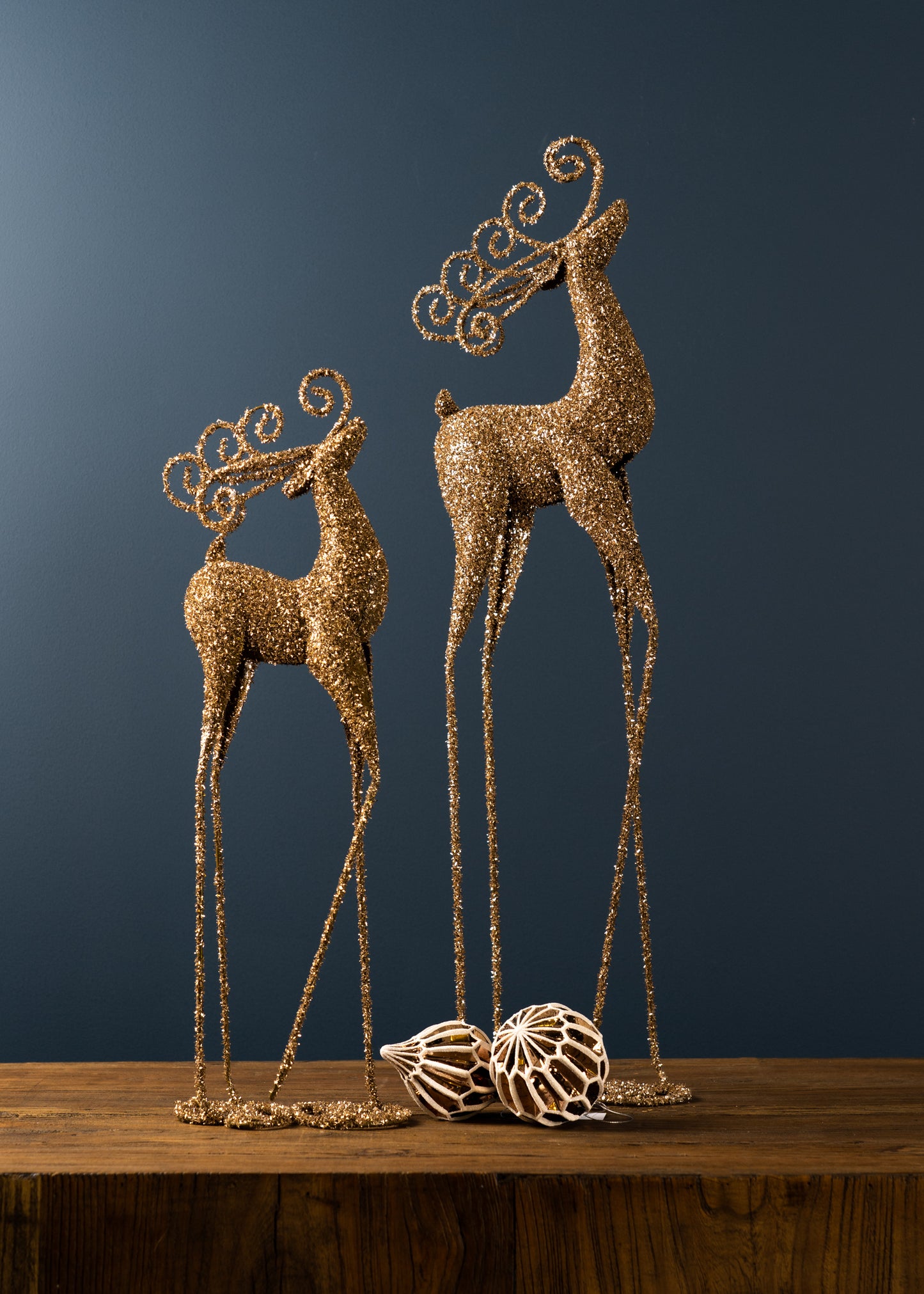 24.5"H or 32.75"H Metal Golden Gilded Deer Figurine