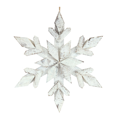 14"H Wooden Snowflake Ornament