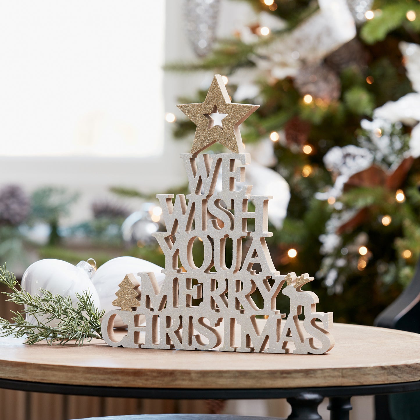 We Wish You A Merry Christmas 10"L x 11.25"H Wooden Sign