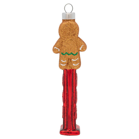 Glass Gingerbread Man PEZ™ Dispenser Ornament