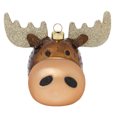 Glass Little Moose Ornament, 4.5"
