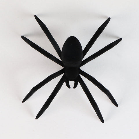 Black Flock Spider Figurine, 9.5"