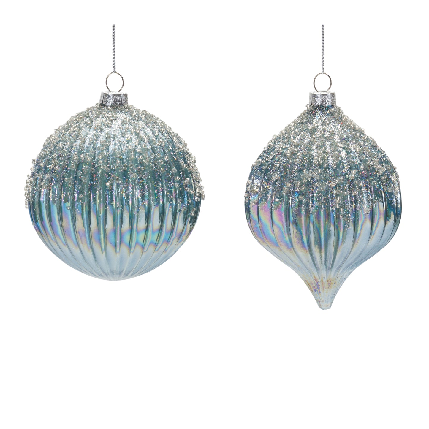 4.75"H or 5.5"H Silver Illumination Glass Ornament