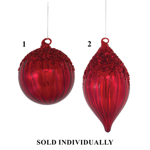Red Glass Ornament, 5-8" (2 styles - sold individually)