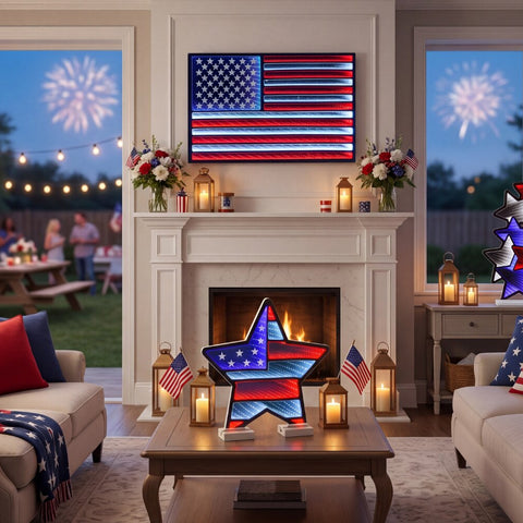 Flag Infinity Light 23"L x 15.5"H Hanging w/UL Plug