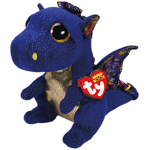 Ty Beanie Boos SAFFIRE - Blue Speckled Dragon (Medium, 13")