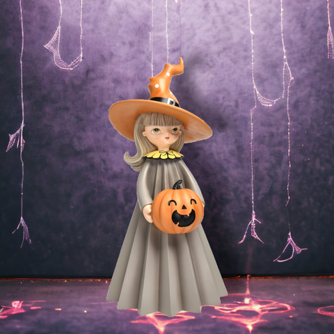 18" Witch Girl w/Pumpkin