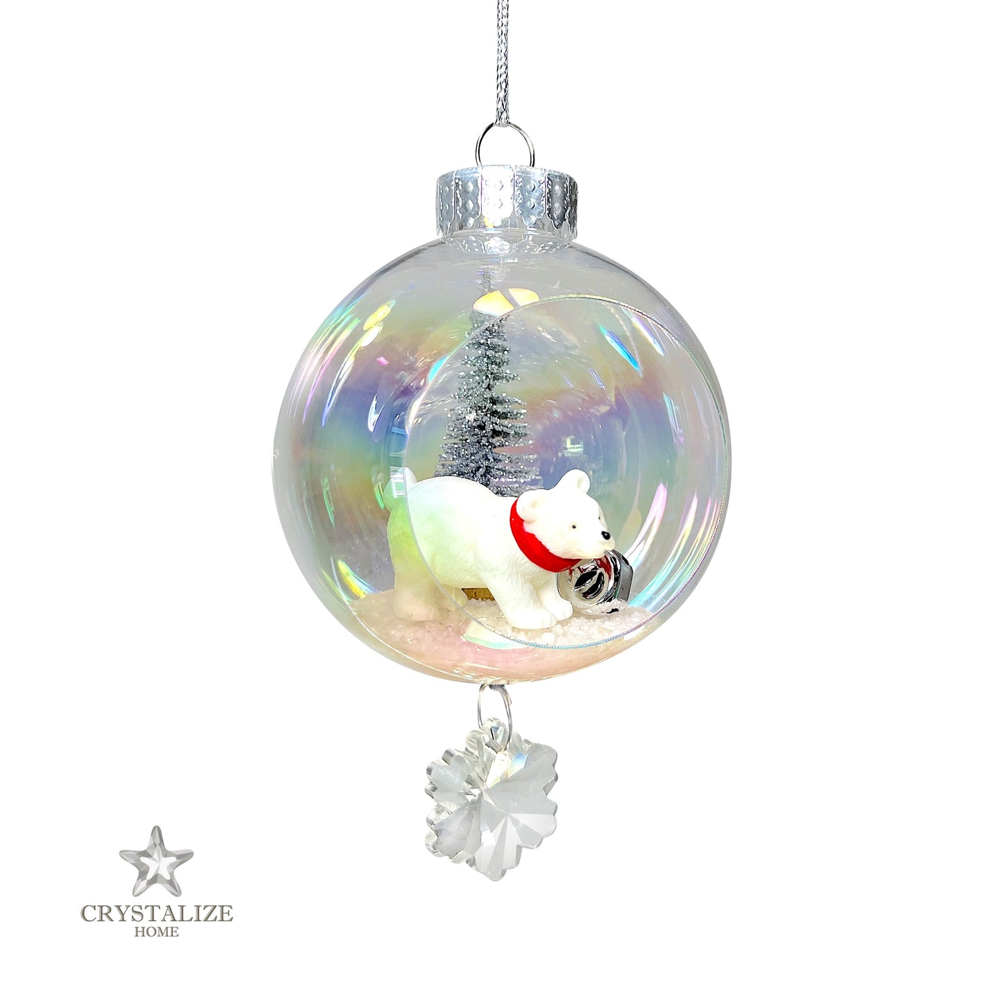 Polar Bear Plastic Ornament with Magnetic Crystal 3" x 7"