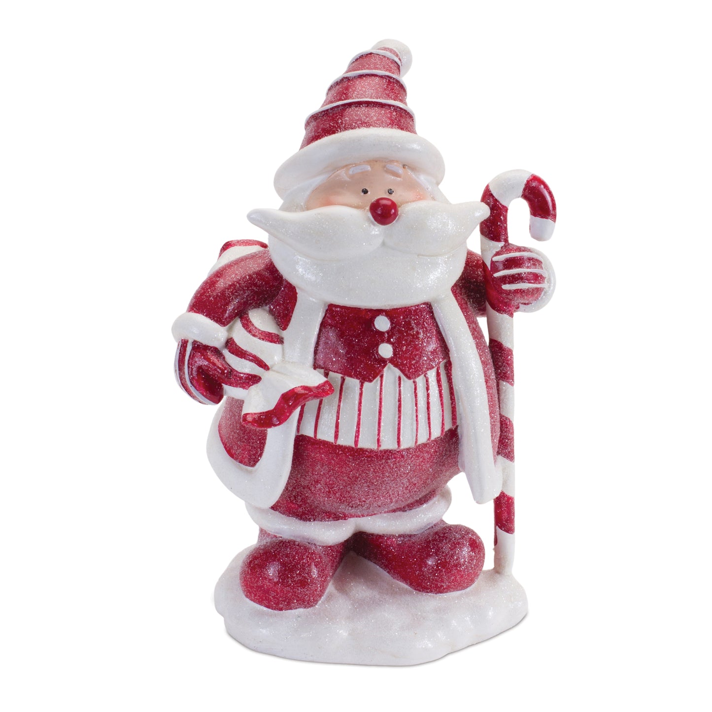 9"H Resin Santa w/Candy Cane