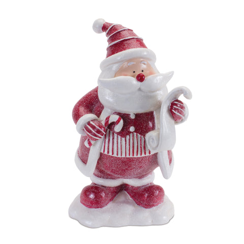 9"H Resin Santa w/Candy Cane