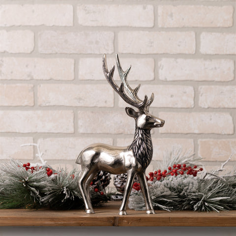 Aluminum Standing Deer Figurine, 14"