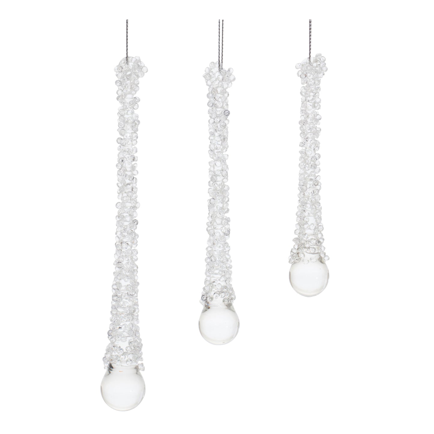 4.25"H, 5"H, or 6.25"H Chunky Shimmer Icicle Glass Ornament