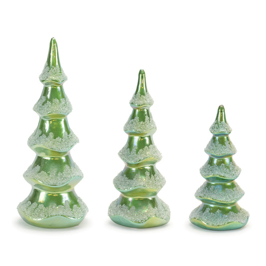 8"H, 10"H or 12"H Green Spiral Glass Tree Figurine