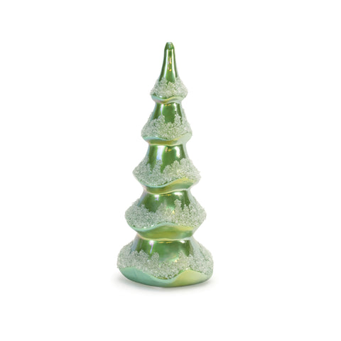 Green Spiral Glass Tree Figurine (Set of 3) 8"H, 10"H, 12"H