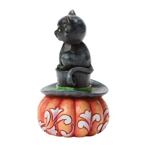 Jim Shore Heartwood Creek Halloween Black Cat on Top Hat Figurine, 5"