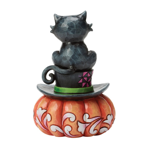 Jim Shore Heartwood Creek Halloween Black Cat on Top Hat Figurine, 5"