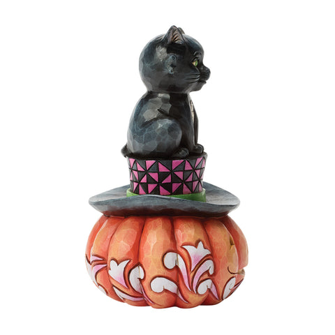 Jim Shore Heartwood Creek Halloween Black Cat on Top Hat Figurine, 5"