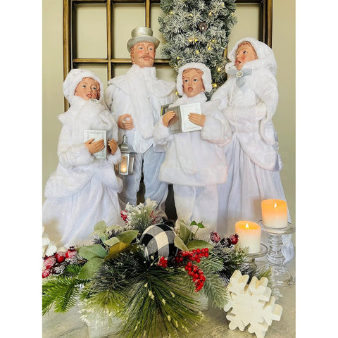 Frosted White Carollers, 26-35" (Set of 4)