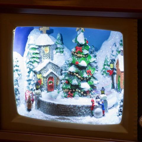 Retro Action Musical TV w/ Sledders Snow Globe, 5"