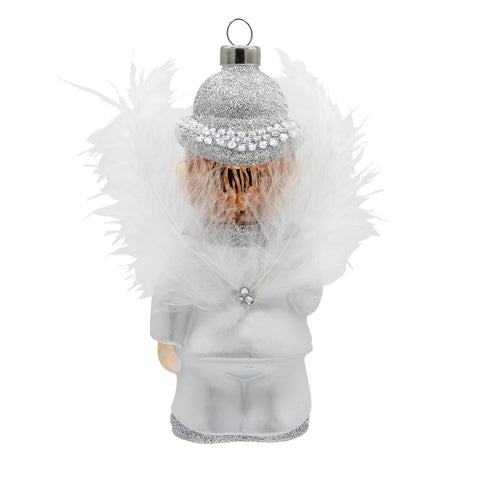 Elton John White Feather Costume Glass Ornament