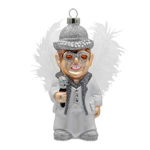 Elton John White Feather Costume Glass Ornament