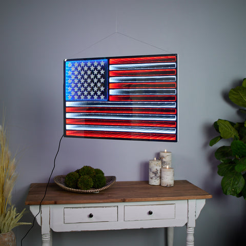 Flag Infinity Light 23"L x 15.5"H Hanging w/UL Plug