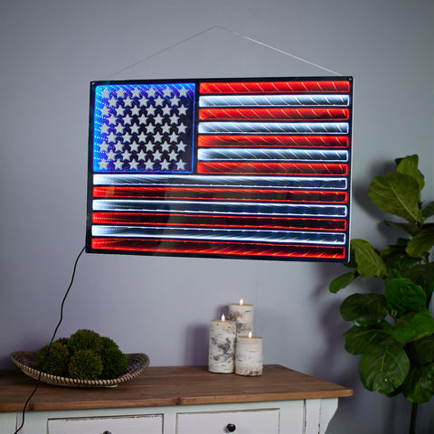 Flag Infinity Light 23"L x 15.5"H Hanging w/UL Plug