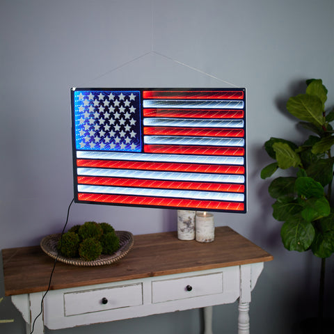 Flag Infinity Light 23"L x 15.5"H Hanging w/UL Plug