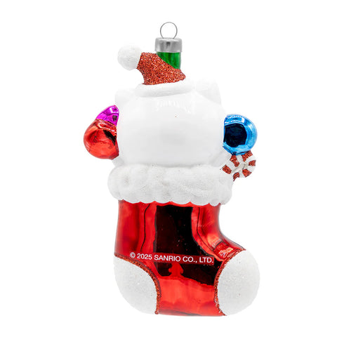 Glass Holiday Hello Kitty Ornament, 3"
