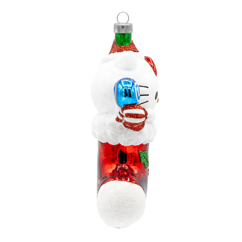 Glass Holiday Hello Kitty Ornament, 3"
