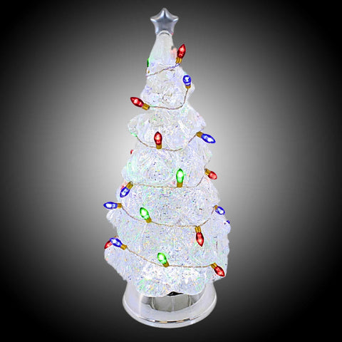 Lighted LED Swirl Tree w/ Color Bulbs & Silver Base, 12.5"