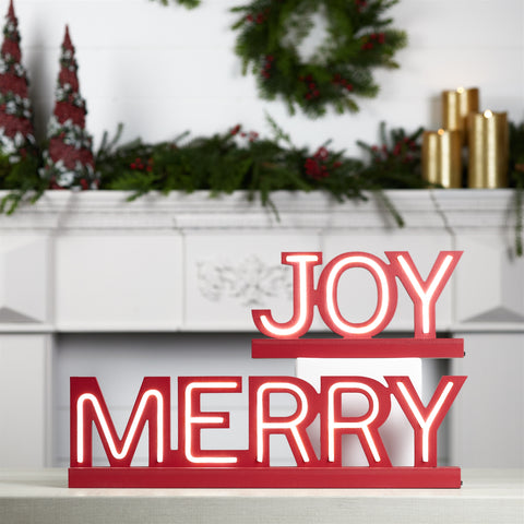 LED Joy and Merry Signs, 13.5" - 24" (Set of 2)