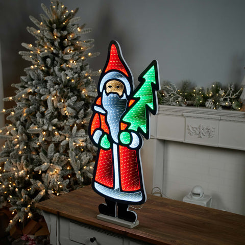 Santa w/Tree Infinity Light 33"H Acrylic w/UL Plug