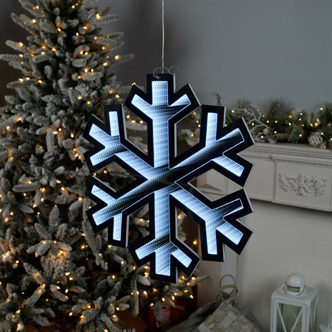 Snowflake Infinity Light 23.5"H Acrylic w/UL Plug