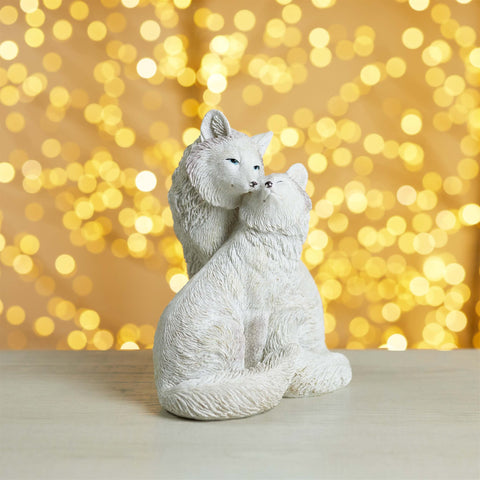 Fox Couple 8"H Resin